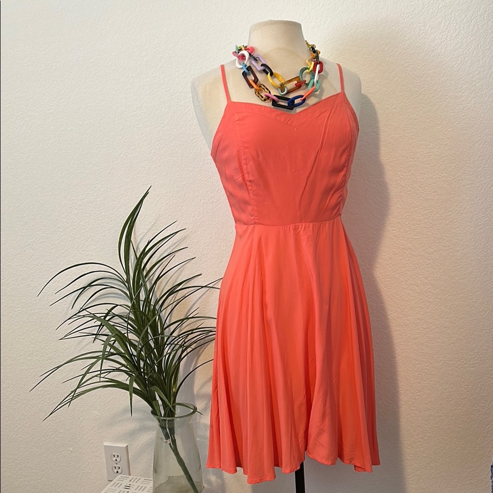 Old Navy Coral Spaghetti Strap Fit and Flare Mini Dress